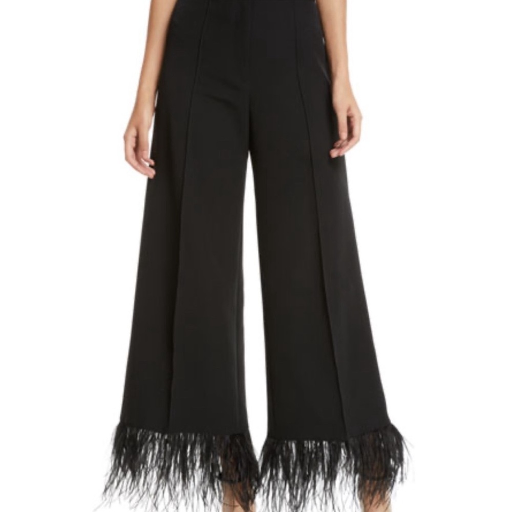 COPY - Molly Wide Leg Feather Trim Cropped pants